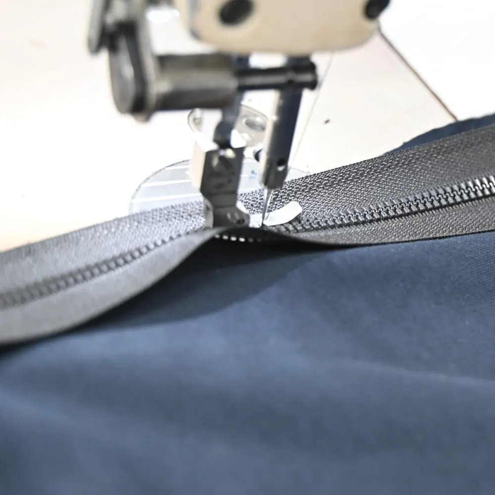 Zip and fabric detail